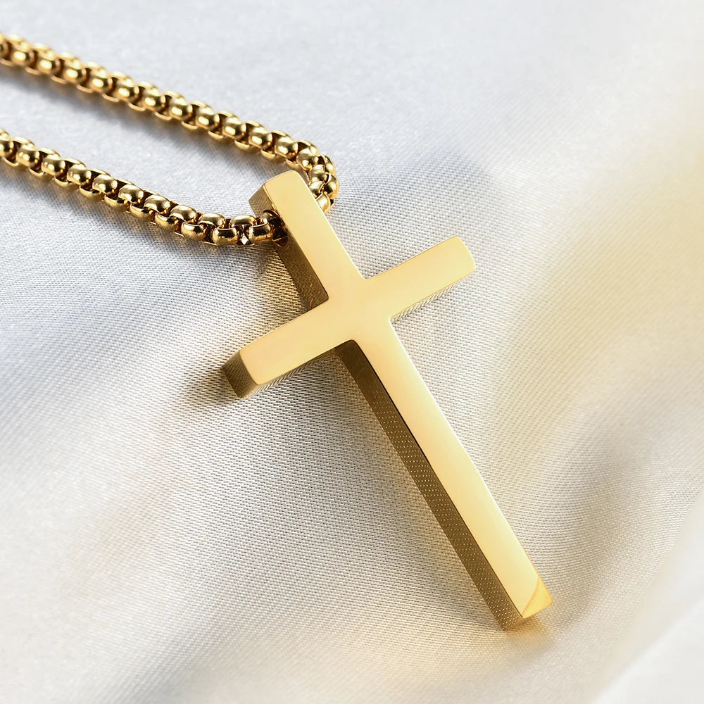 Waterproof Stainless Steel Cross Necklace for Men and Women
