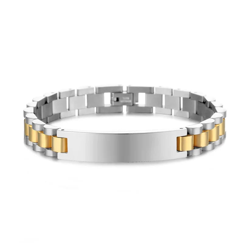 Gold Stainless Steel Mens ID Bracelets