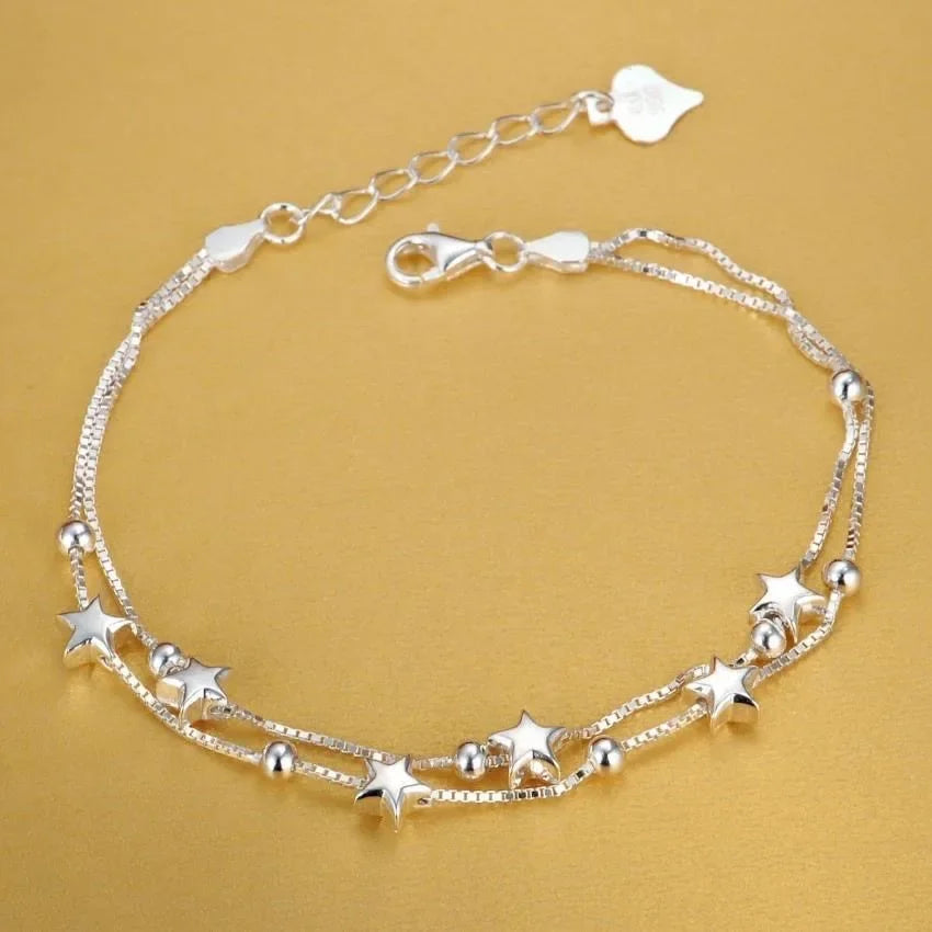 Fine 925 Sterling Silver Solid Chain Bracelet