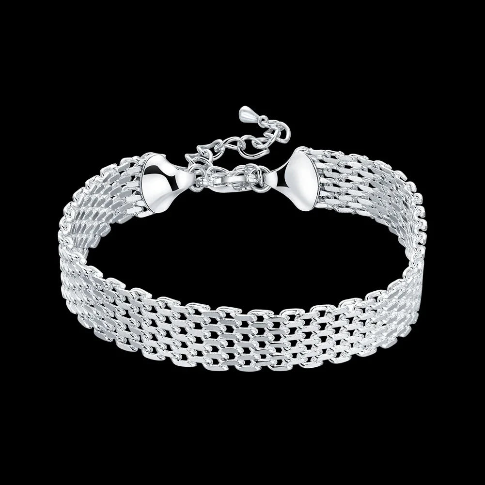 Fine 925 Sterling Silver Solid Chain Bracelet