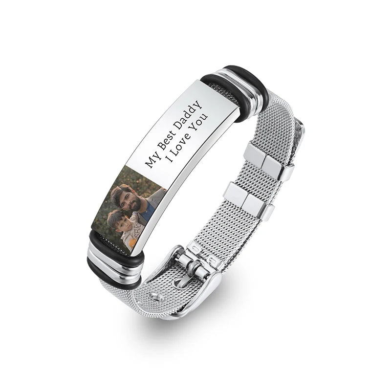 Custom Photo Text Bracelet Personalized Stainless Steel