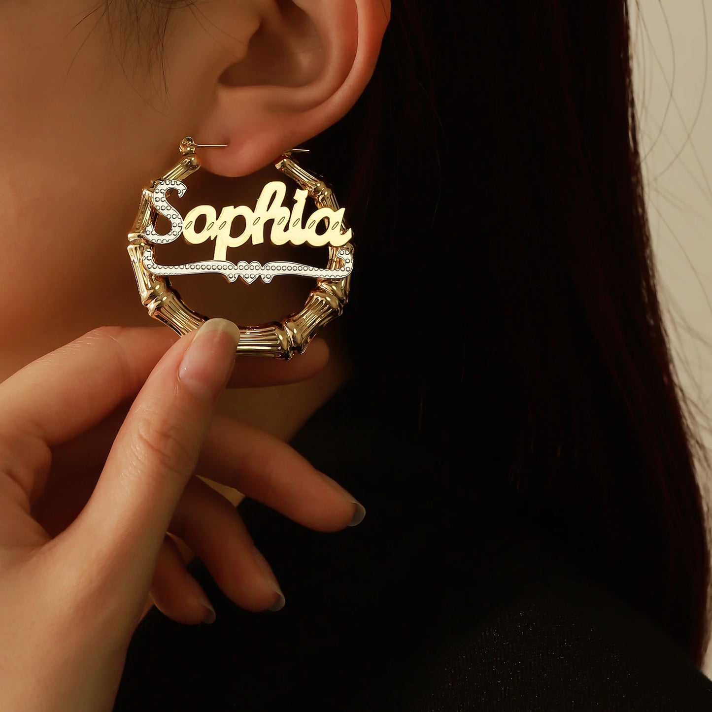 Custom Name Hoop Earrings for Women – 18K Gold Plated Stainless Steel