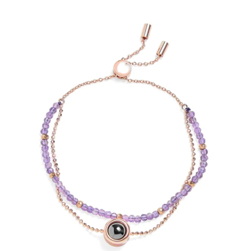 Personalized Photo Projection Bracelet Colorful Natural Crystal Stone Beads