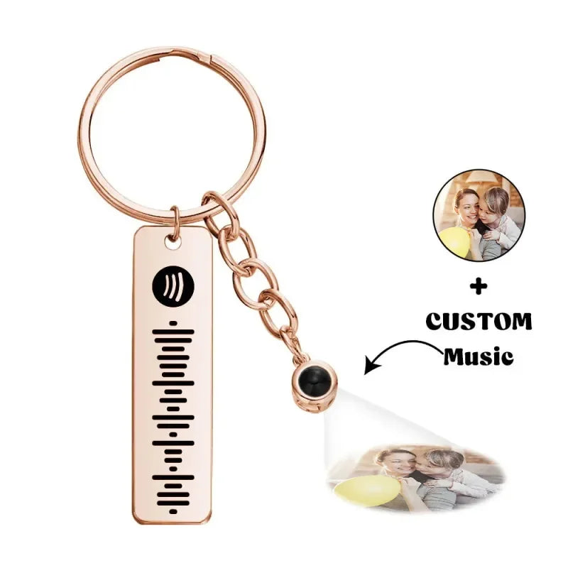Personalized Music Code Photo Projection Keychain