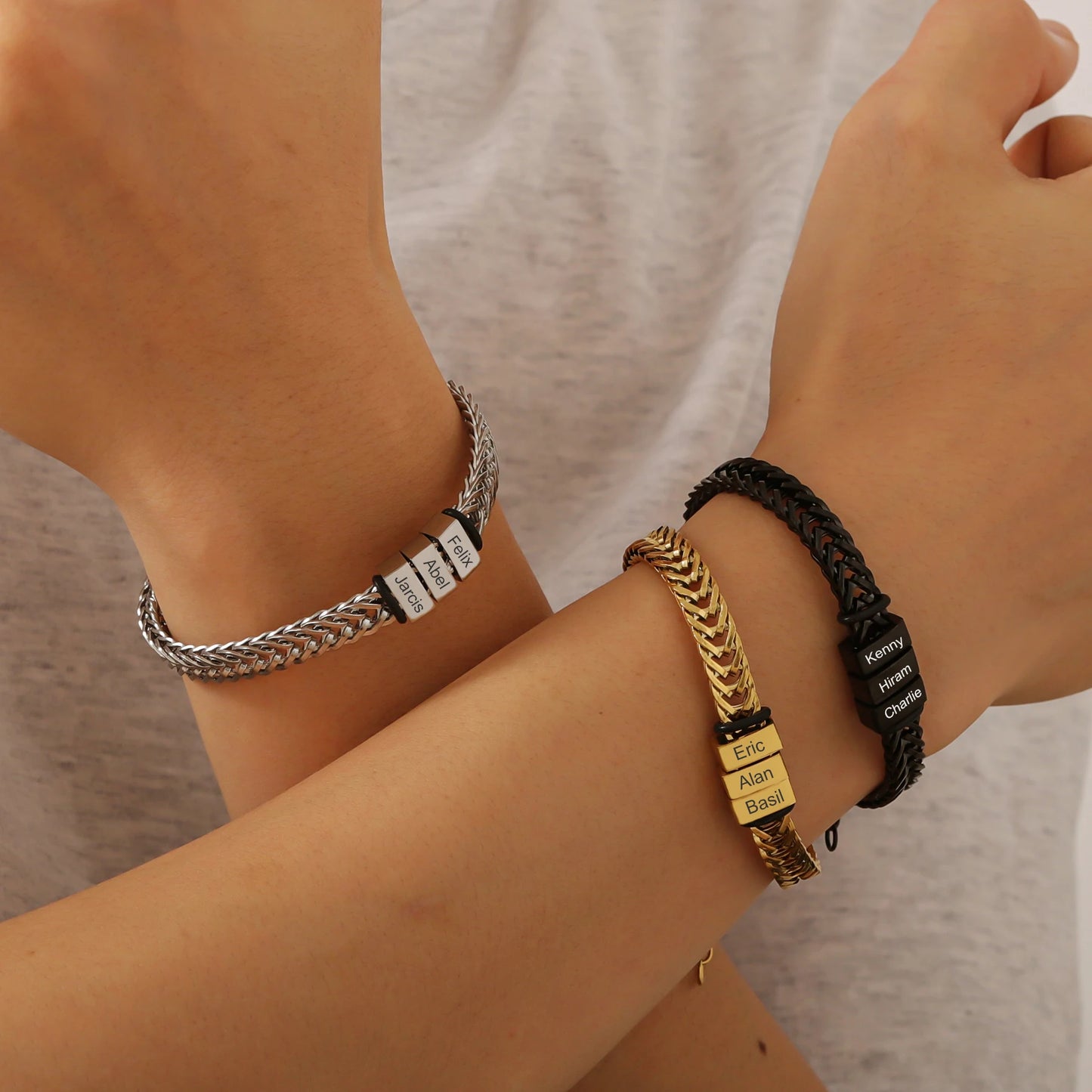 Personalized Stainless Steel Name Bracelet for Dad