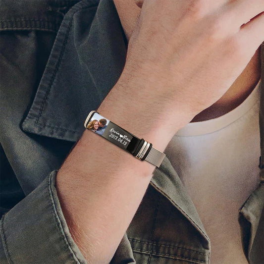 Custom Photo Text Bracelet Personalized Stainless Steel