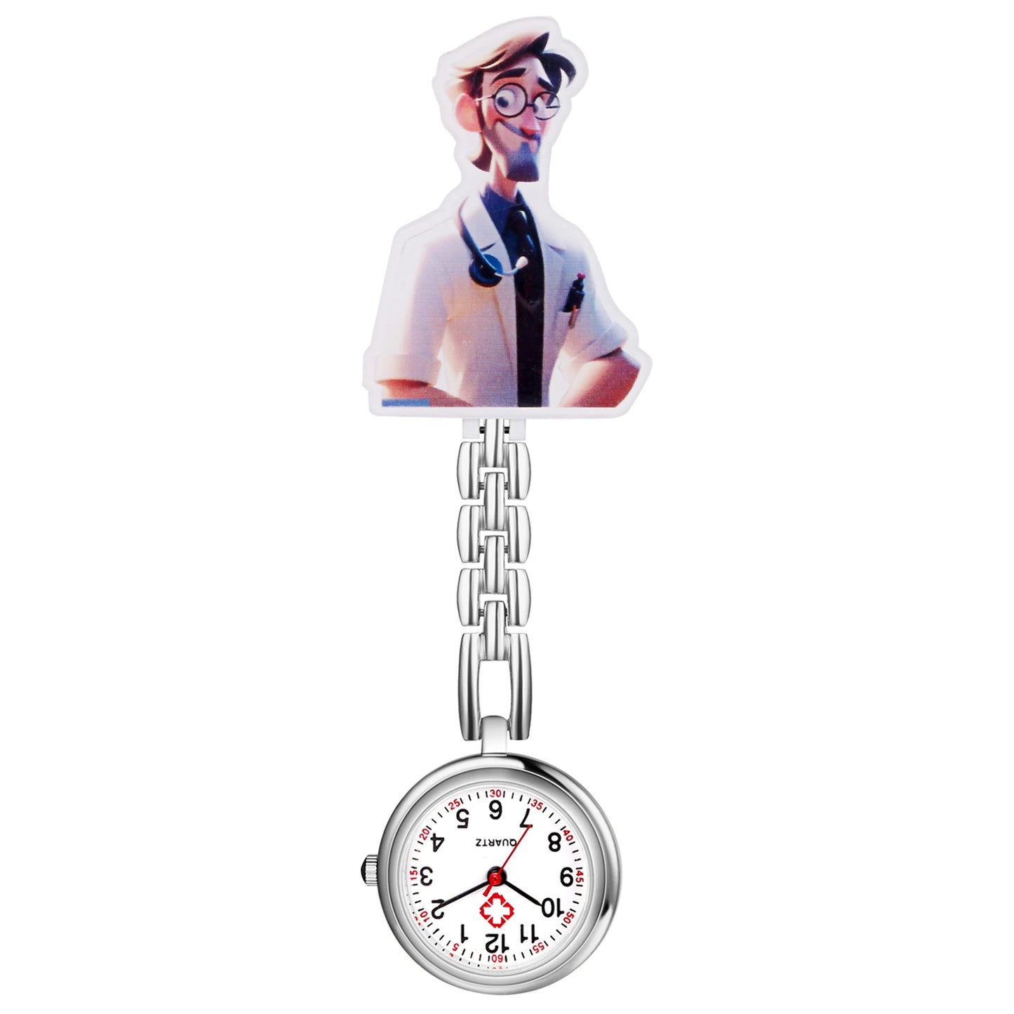 Analog Quartz Nurse Fob Watch with Cartoon Acrylic Face