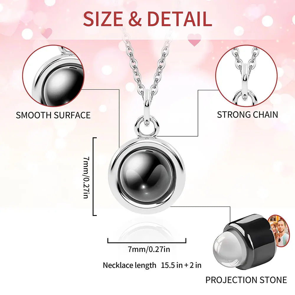 Custom Pet Paw Photo Projection Necklace