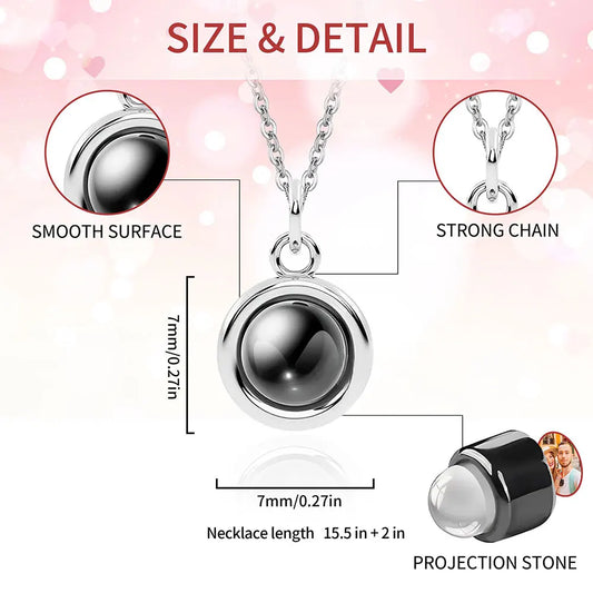 Custom Pet Paw Photo Projection Necklace