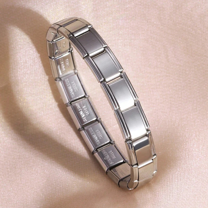 Italian Charm Stainless Steel Elastic Modular Bracelet