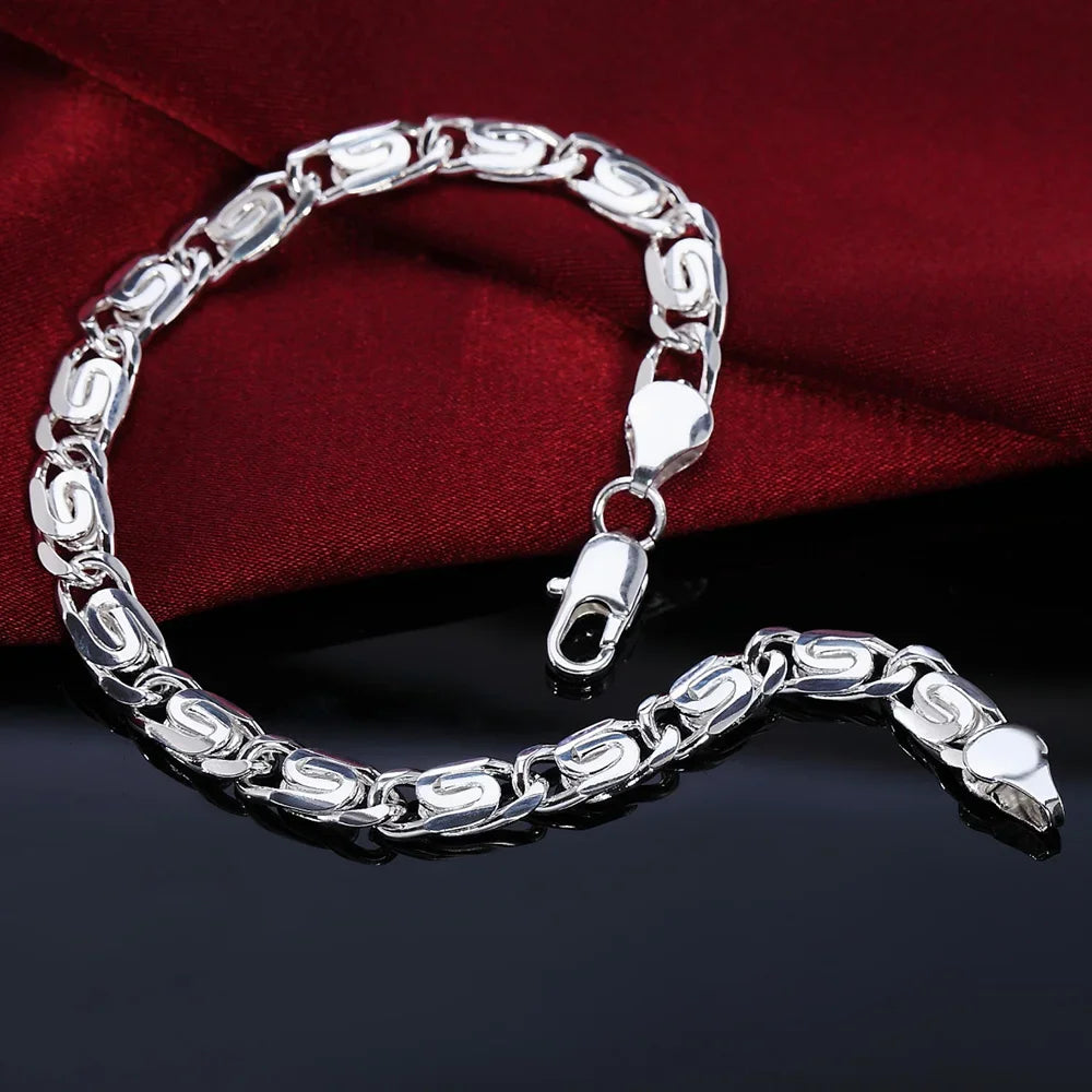 Fine 925 Sterling Silver Solid Chain Bracelet