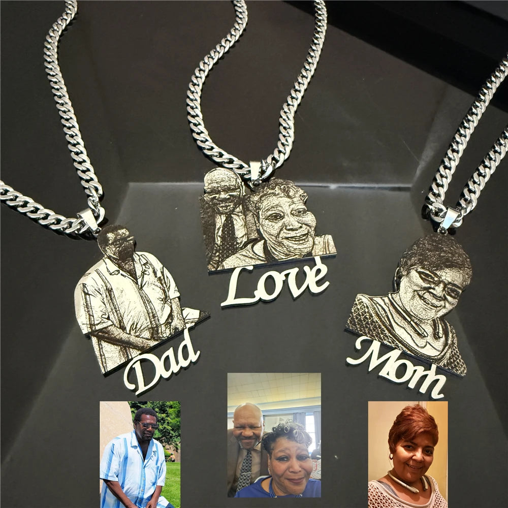 Engraved Personalized Stainless Steel Photo Necklace