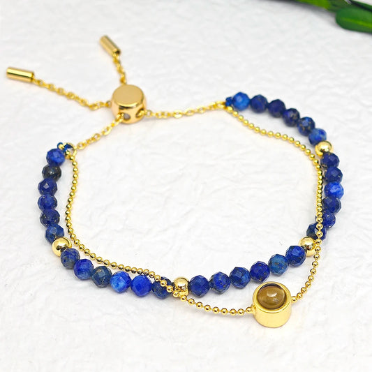 Personalized Photo Projection Bracelet Colorful Natural Crystal Stone Beads