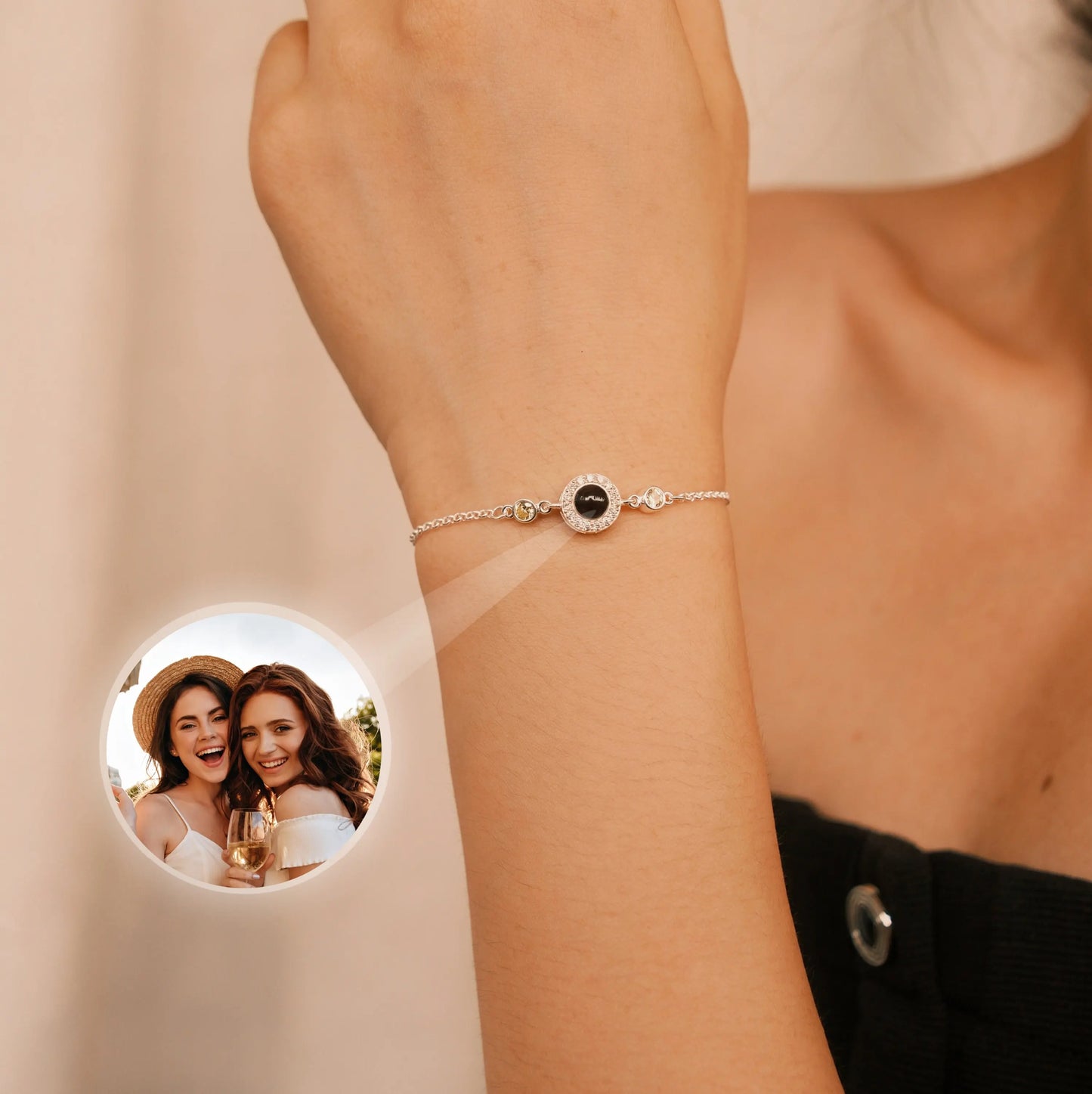 Custom Photo Projection Bracelet Zircon Pendant Bubble Memorial