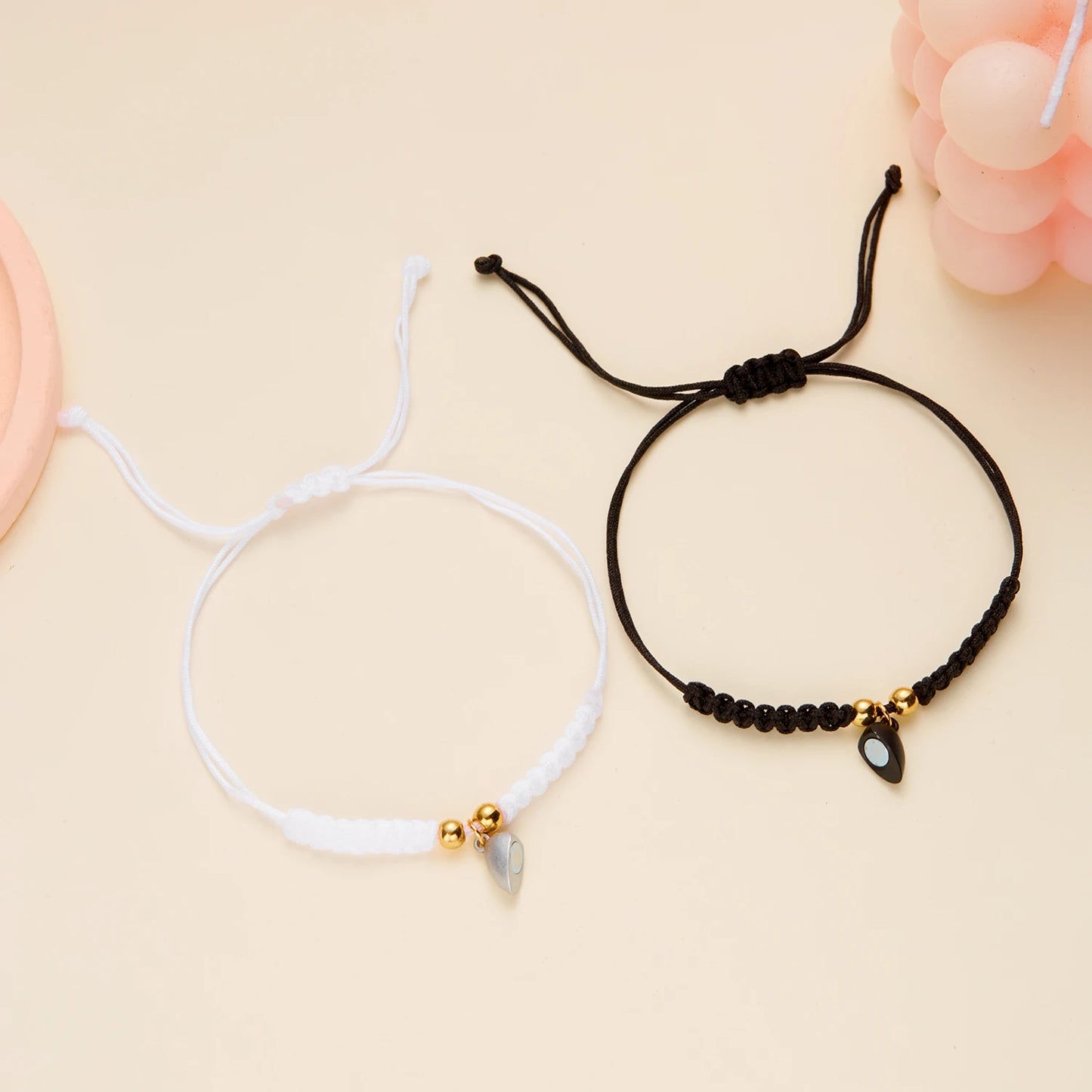 Handmade Heart Magnet Braided Bracelet