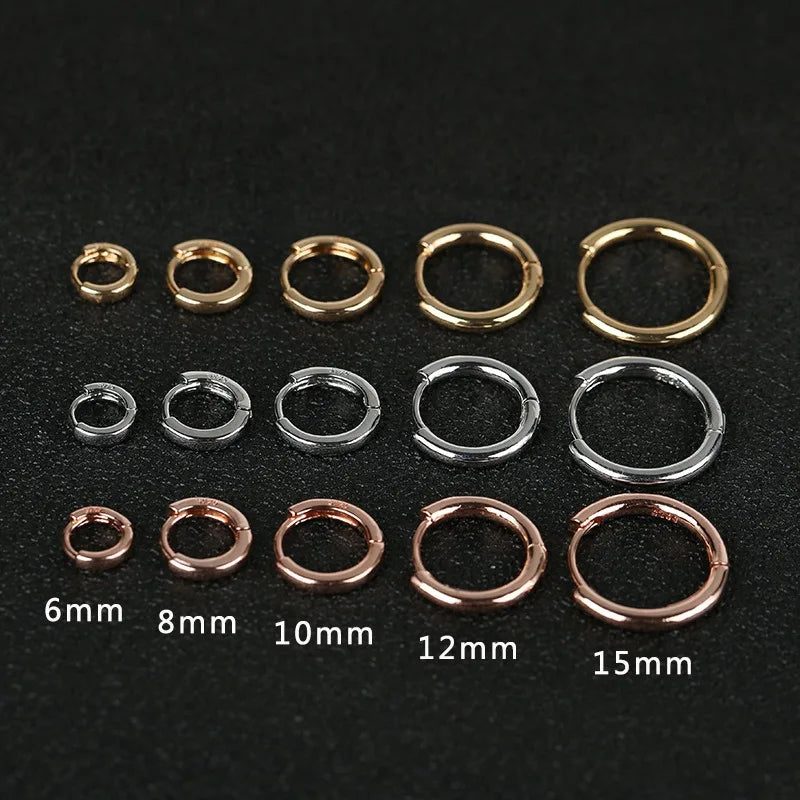 2pcs Gold Color Tiny Hoop Earrings for Women & Men