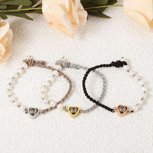 Customized Photo Projection Bracelet Pearl Handmade Bracelet