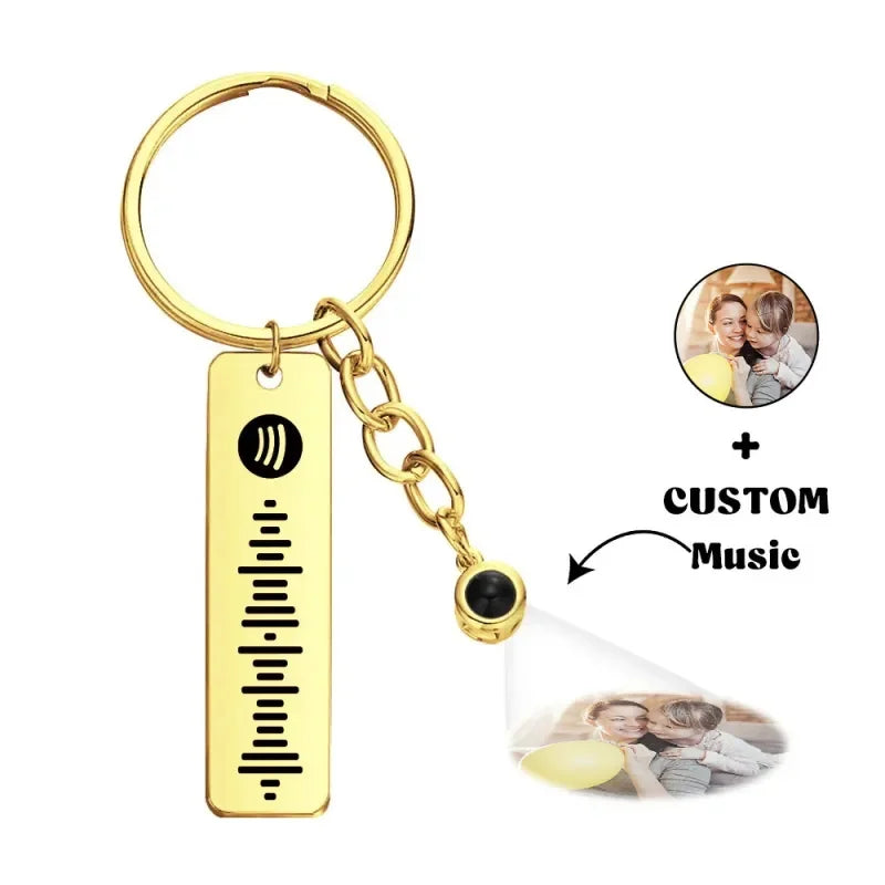 Personalized Music Code Photo Projection Keychain