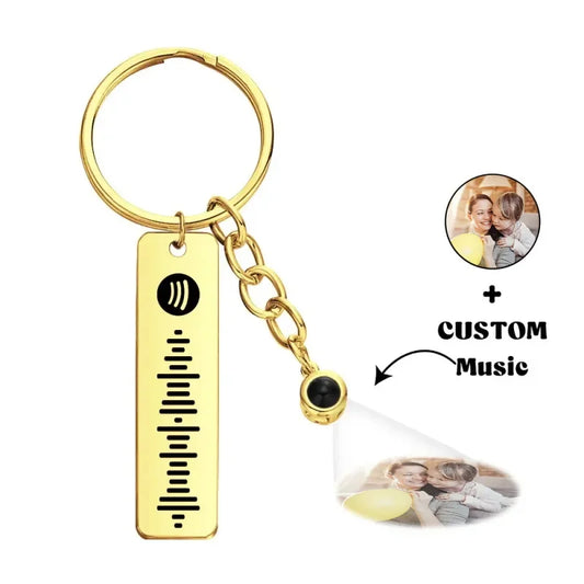 Personalized Music Code Photo Projection Keychain