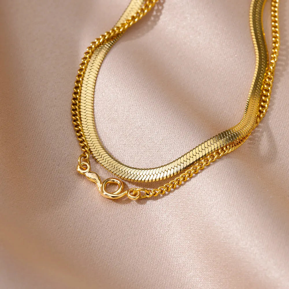 Snake Double Layer Stainless Steel Anklet