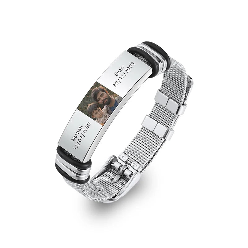 Custom Photo Text Bracelet Personalized Stainless Steel