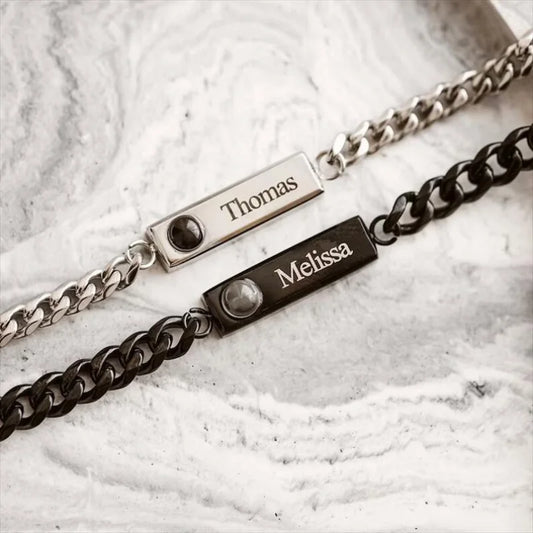 Personalized Stainless Steel Photo Projection Bracelet