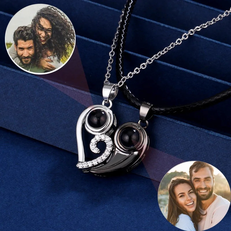Heart Necklace Photo Personalized Picture Pendant Couple