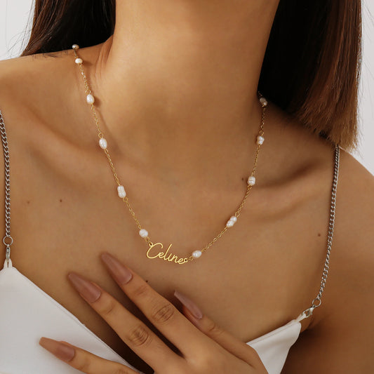 Customized Name Pearl Beaded Necklace