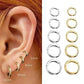 2pcs Gold Color Tiny Hoop Earrings for Women & Men