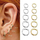 2pcs Gold Color Tiny Hoop Earrings for Women & Men