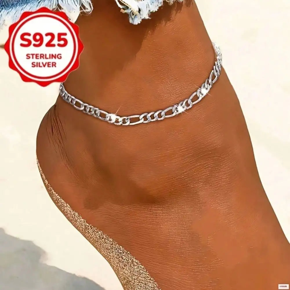 Unisex Minimalist Silver Dainty Ankle Bracelet