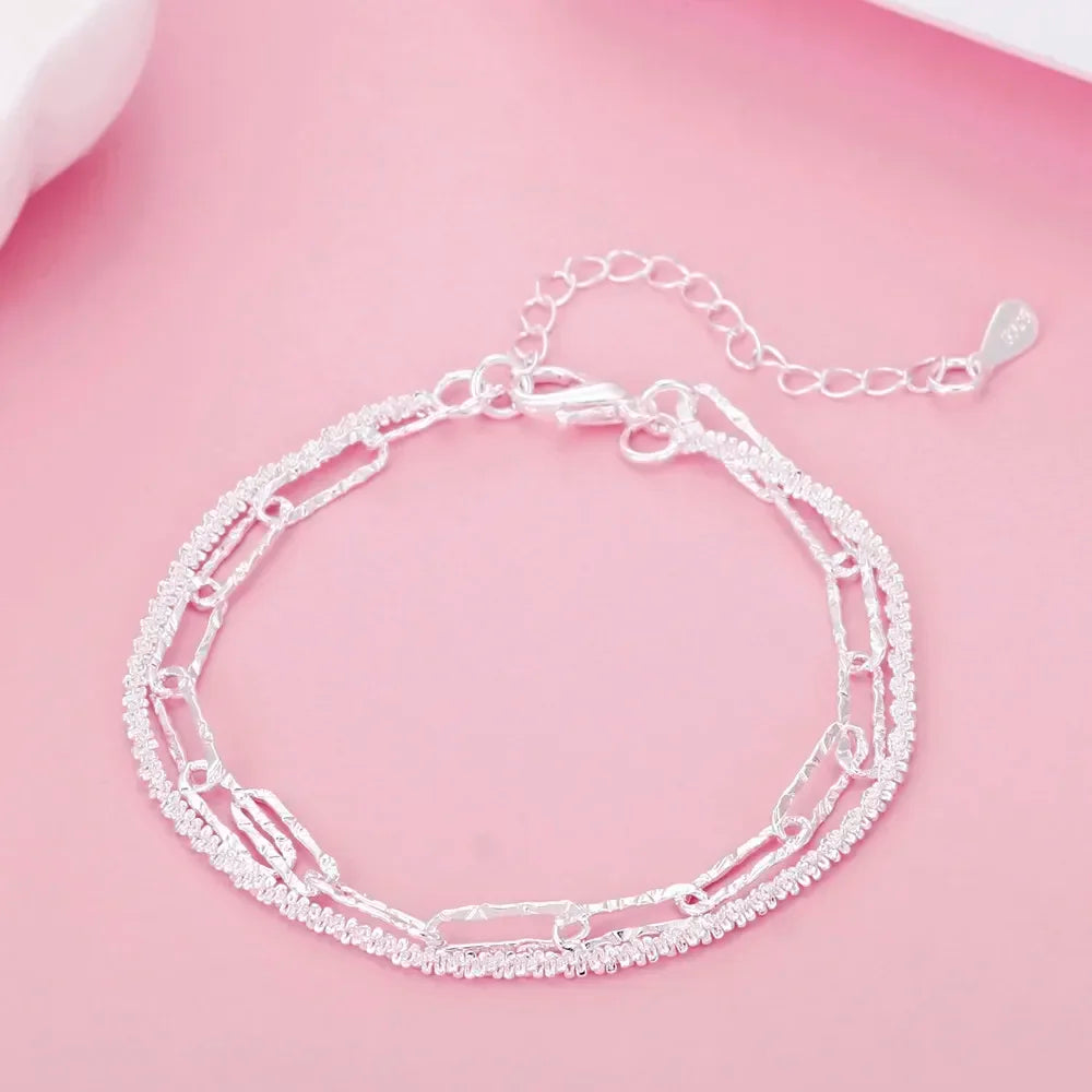 Fine 925 Sterling Silver Solid Chain Bracelet