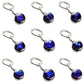 Set of keychains with blue and purple designs on a white background