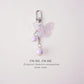 Butterfly-shaped keychain with beads on a light pink background, featuring 'I“ME I“ME' branding.