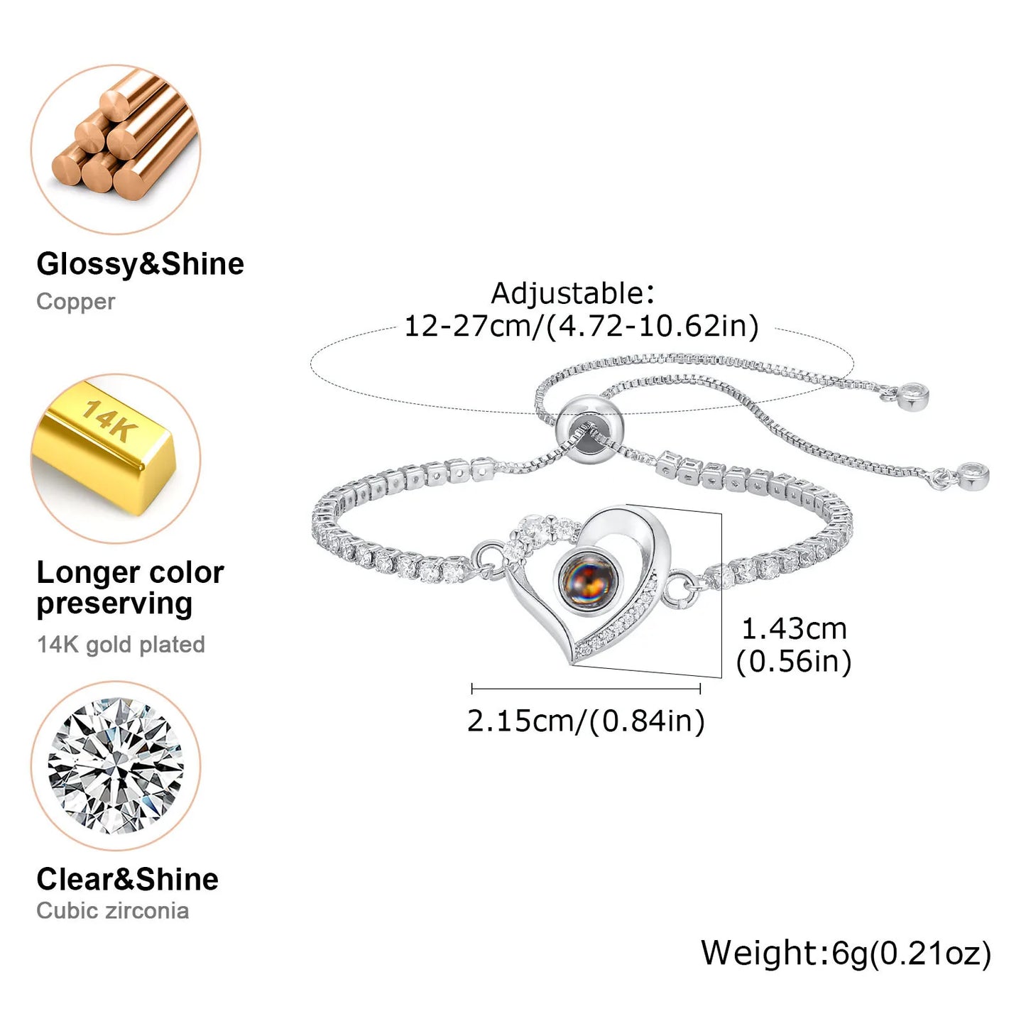 Vnox Custom Photo Projection Bracelet