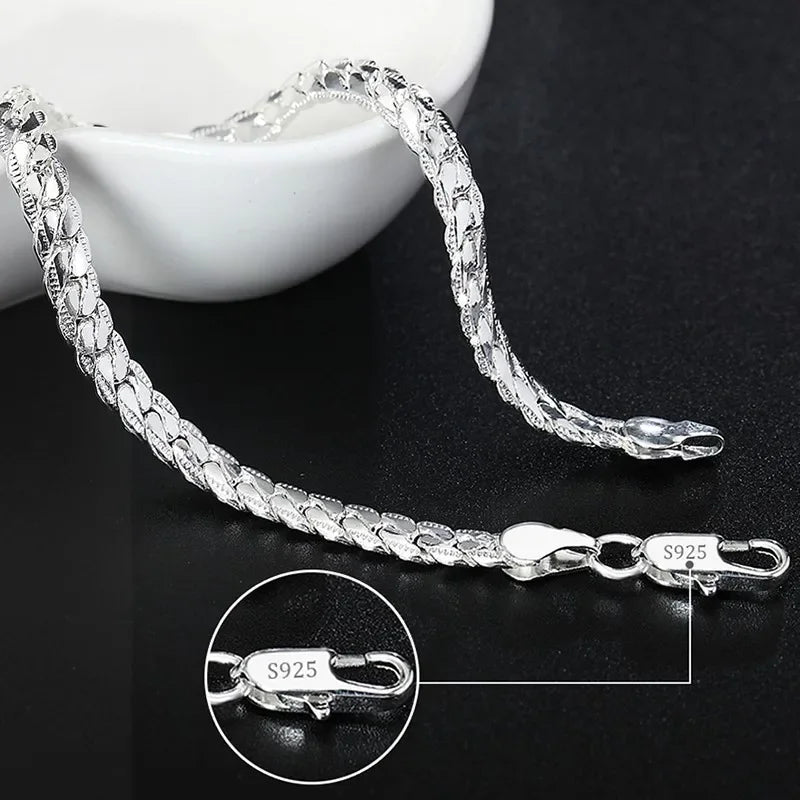 Fine 925 Sterling Silver Solid Chain Bracelet