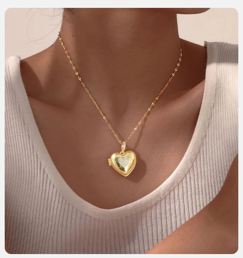 Stainless Steel Chain Heart Picture Custom Pendent Necklace