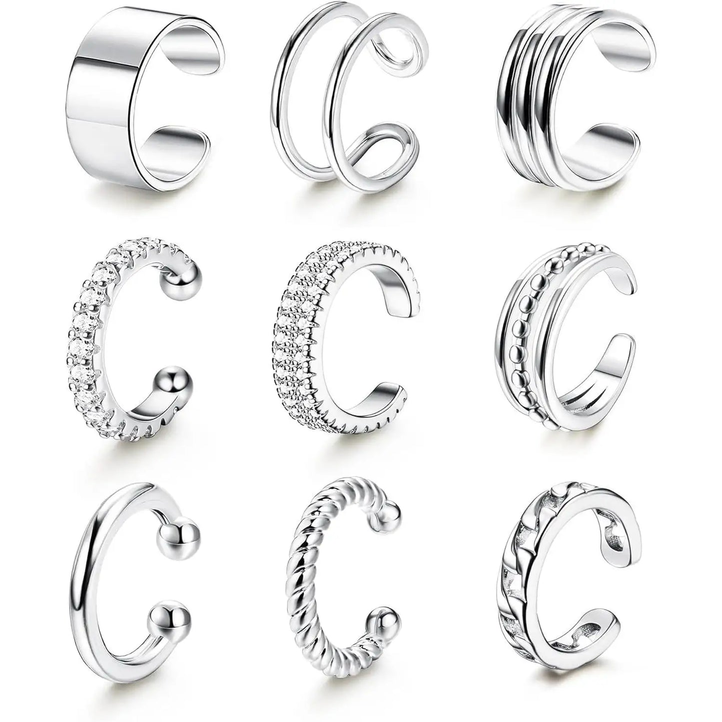 9Pcs 14K Gold Plated Non-Piercing Ear Cuff Set