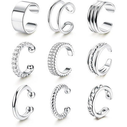9Pcs 14K Gold Plated Non-Piercing Ear Cuff Set