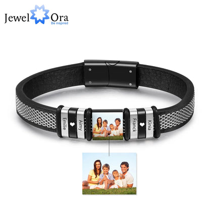 Personalize Men Photo Bracelets with Beads