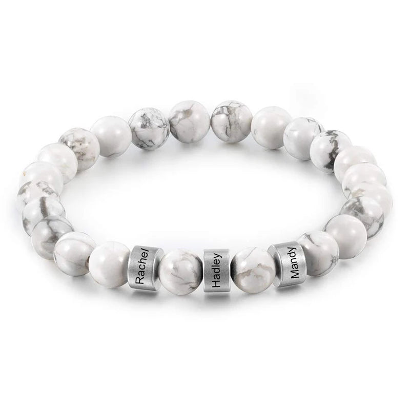 Personalized Tiger Eye Beaded Bracelet – Custom Engraved Stainless Steel Name Jewelry