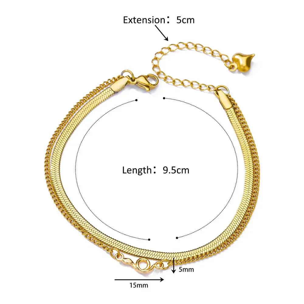 Snake Double Layer Stainless Steel Anklet