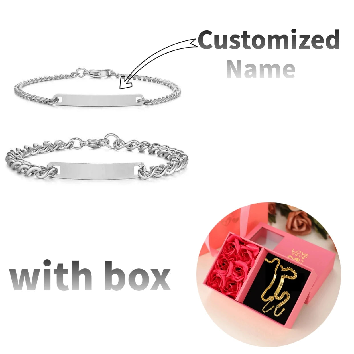 Personalized Couple Bracelet Set with Custom Name