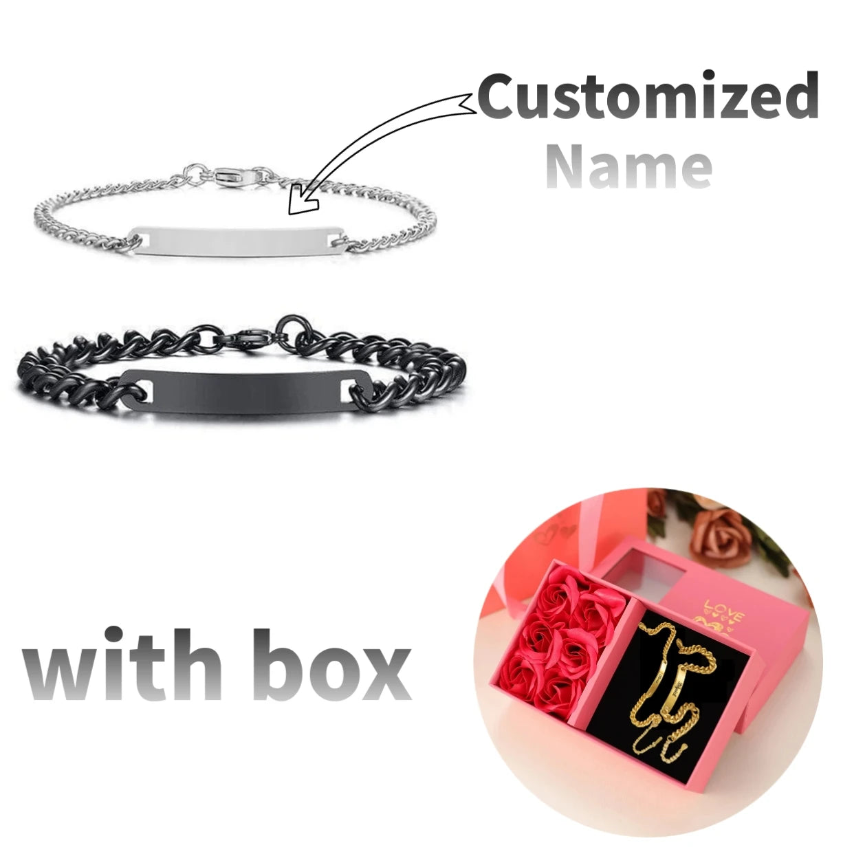Personalized Couple Bracelet Set with Custom Name