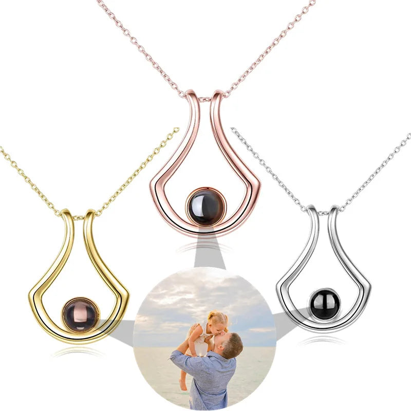 Custom Heart Projection Necklace – Personalized Photo Memory Gift