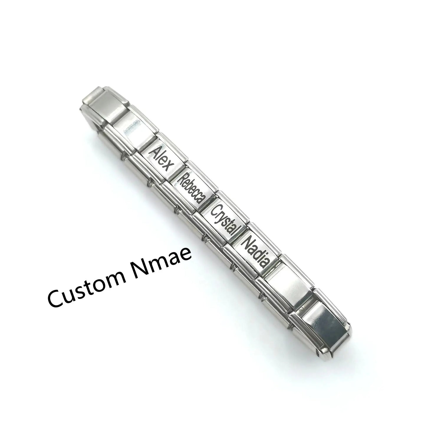 Engraved Name Bracelet With 18 Link Italian Charm Bracelet