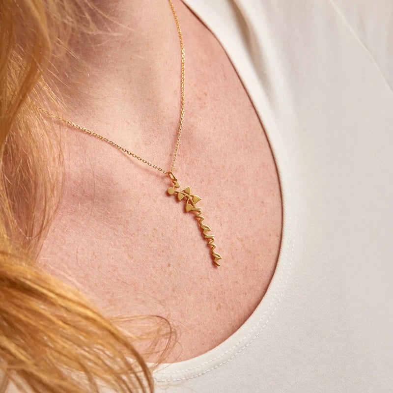 Custom Birth Flower Name Necklace – Personalized Stainless Steel Pendant