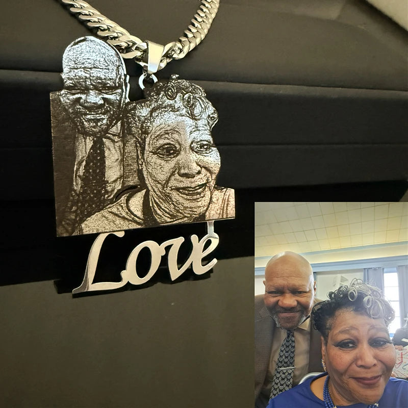 Engraved Personalized Stainless Steel Photo Necklace
