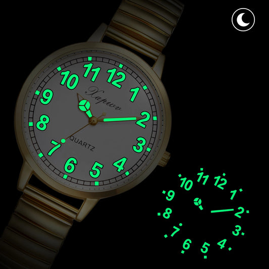 Elastic Stainless Steel Women’s Waterproof Watch with Luminous Hands