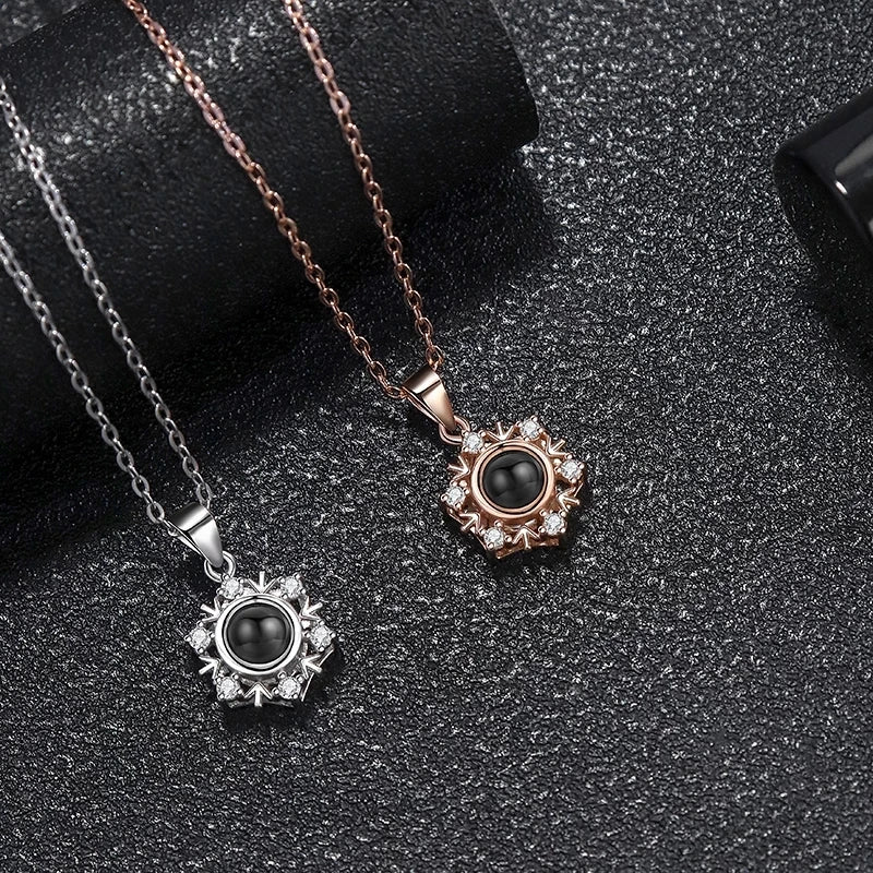 925 Silver Necklace Snowflake Shape Projection Necklaces
